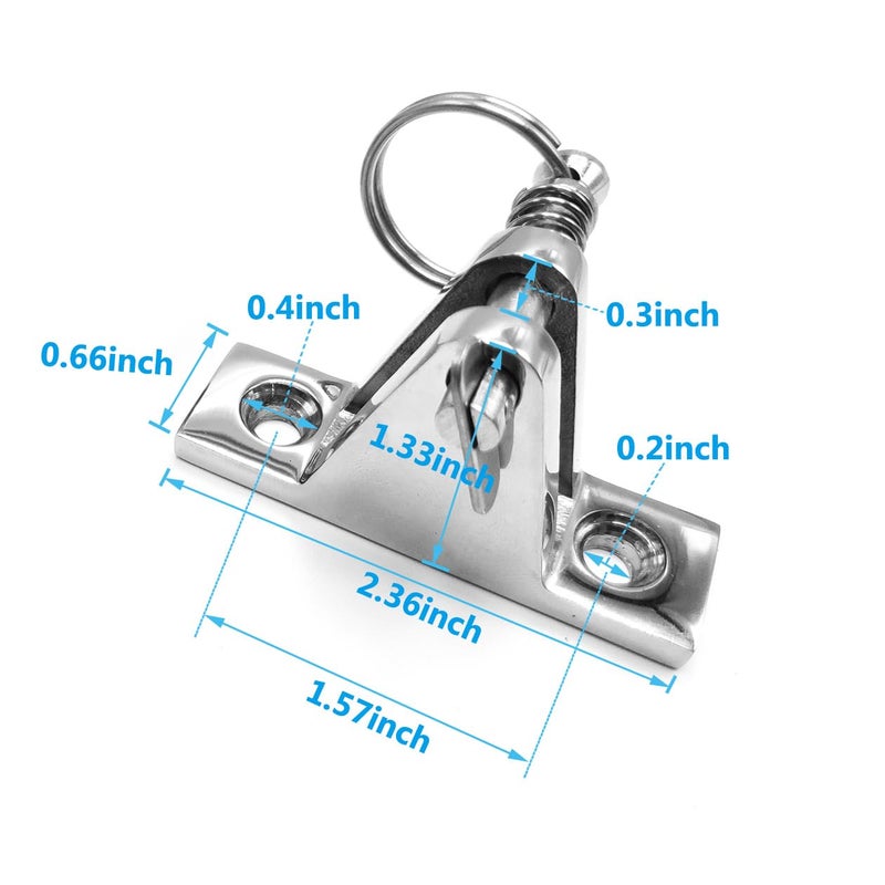 Amadget 2 Pack Bimini Top 90Â°Deck Hinge with Removable Pin, 316 Stainless Steel Marine Boat Hinge Mount Bimini Top Fitting Hardware - Image 2